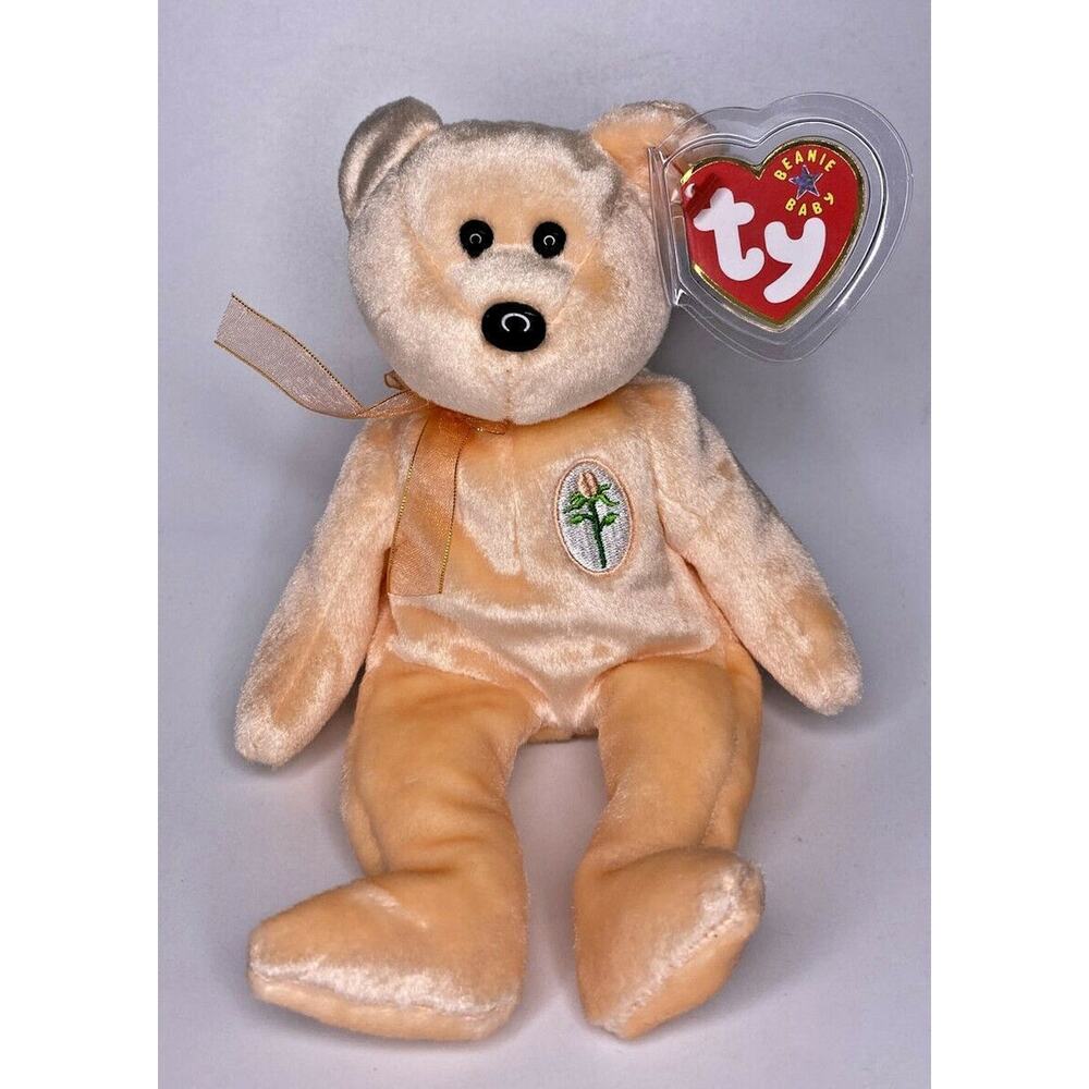 2001 Ty Beanie Baby "Dearest" Retired Rose Bear BB7‎